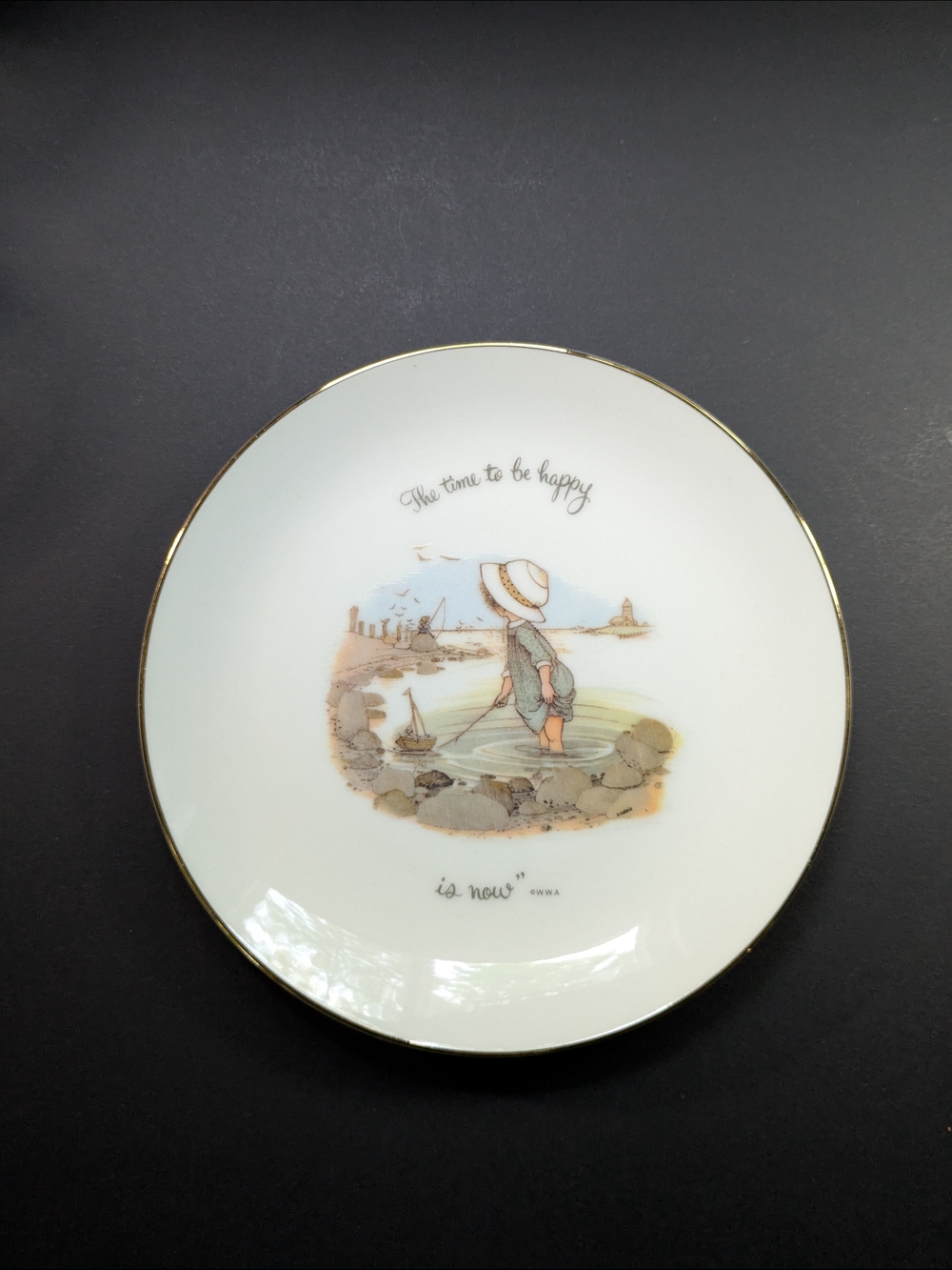 Vintage Holly Hobbie Collector Plate 6.5" Time To Be Happy Is Now 70's